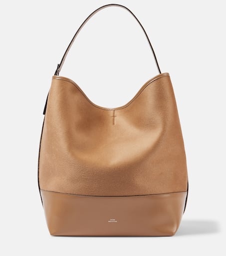 【toteme】 Lounge Large leather-trimmed tote bag Toteme Embroidered Leather Lounge Tote | goop