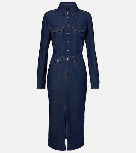 7 for all mankind luxe denim midi dress 7 For All Mankind Denim Luxe Midi Dress - Blue