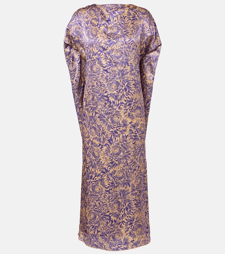 Floral silk satin midi dress