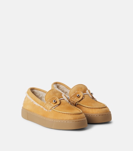 Christian Louboutin Kids 참벨리키드 시어링 라이닝 스웨이드 로퍼