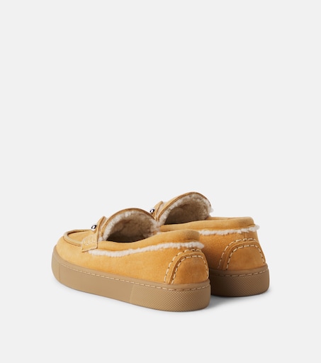 Christian Louboutin Kids 참벨리키드 시어링 라이닝 스웨이드 로퍼