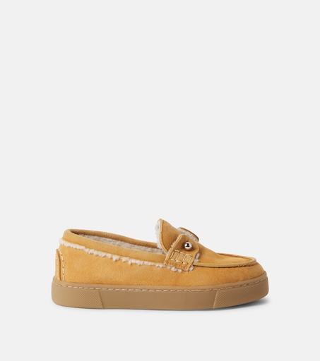Christian Louboutin Kids 참벨리키드 시어링 라이닝 스웨이드 로퍼