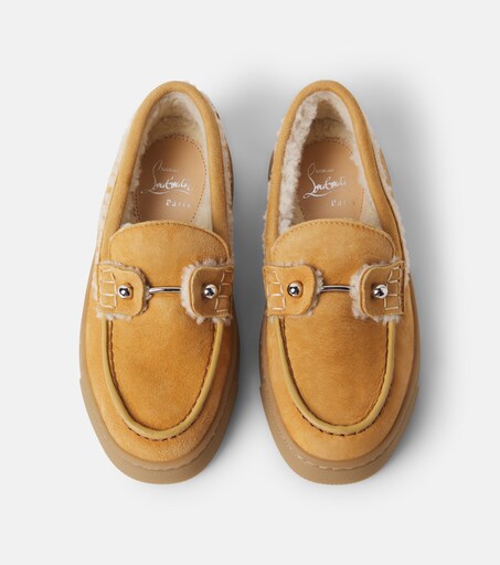 Christian Louboutin Kids 참벨리키드 시어링 라이닝 스웨이드 로퍼