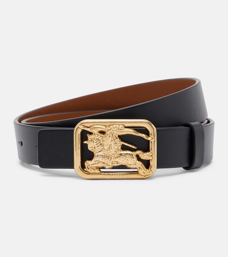 Burberry Black Leather with Gold Plaque Belt 0400018388451_BLACKTANLIGHTGOL  main image 3