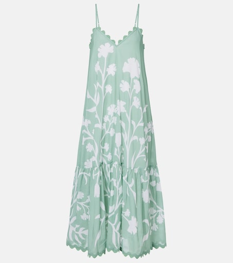 Floral scalloped cotton midi dress