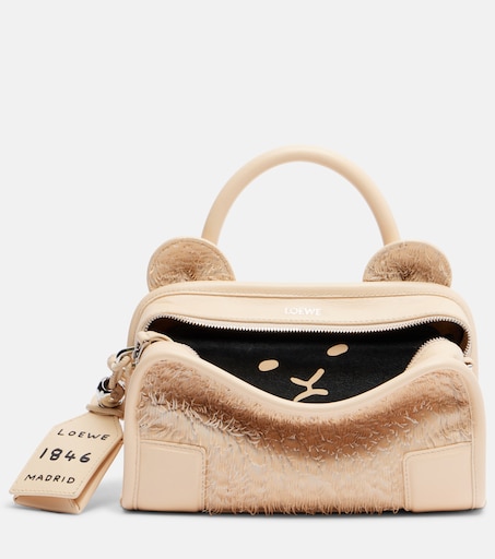 LOEWE Amazona 180ミニ Lion フリンジ Amazona 180 Lion Fringed Cut Mini tote bag in beige - Loewe