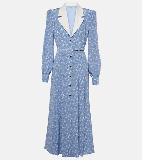 Floral silk shirt dress in blue - Alessandra Rich | Mytheresa