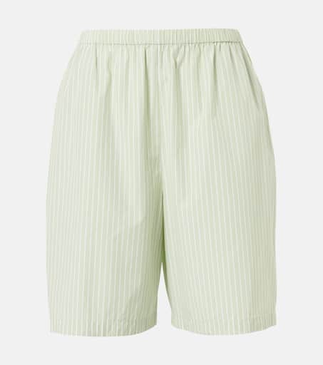 Zinnia striped cotton poplin Bermuda shorts in green - The