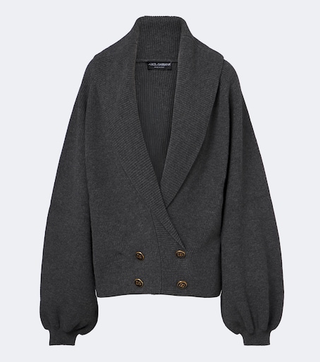 Embellished virgin wool cardigan in grey - Dolce Gabbana | Mytheresa