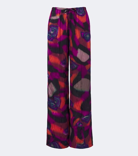 Printed moiré wide-leg pants in multicoloured - Dries Van Noten