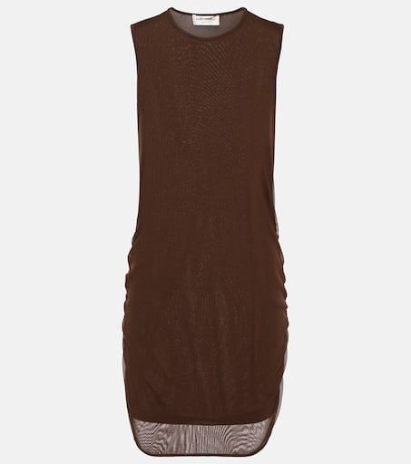 【関税&送料込】Saint Laurent Chocolate Tulle Mini Dress Tulle minidress in brown - Saint Laurent | Mytheresa