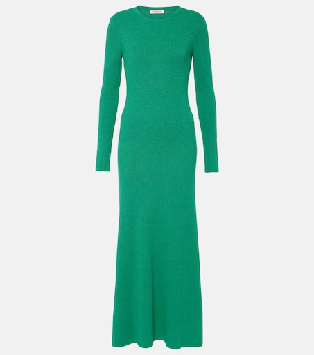 Ribbed-knit silk boucl midi dress in green - Valentino | Mytheresa Ribbed-knit silk boucl midi dress in green - Valentino | Mytheresa
