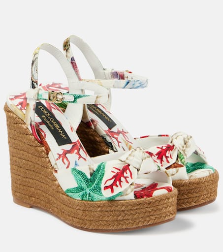 【関税込み】dolce & gabbana Maiolica' wedges Dolce&Gabbana Maiolica-print wedge sandals for Women - Blue