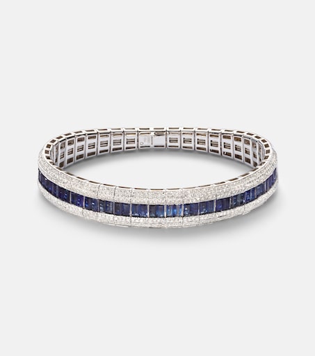 Stretch 18kt white gold bracelet with sapphires and diamonds