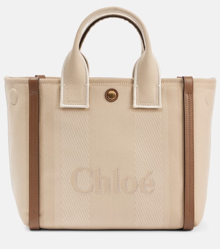 【関税&送料込】Chloe Small Chloe Carry Tote Bag In Sand Col Chloé Small Chloé Carry Tote Bag In Canvas in Kohl brown