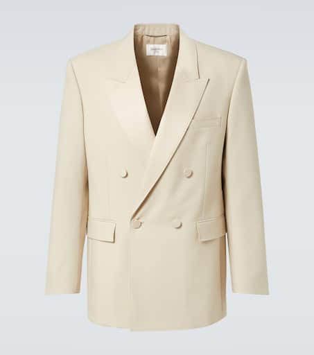 Double-breasted wool tuxedo jacket in beige - Saint Laurent
