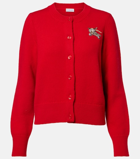 Sienna EKD wool and cashmere cardigan in red - Burberry | Mytheresa