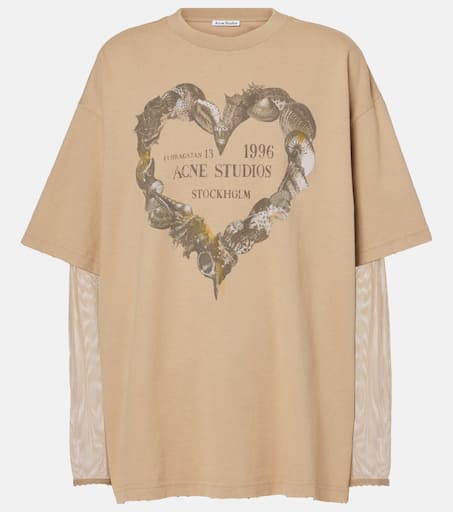 トップス BEEDEN BONE PRINT LAYERED LOGO TEE Acne Studios Layered Print T-shirt | Neutrals | FARFETCH