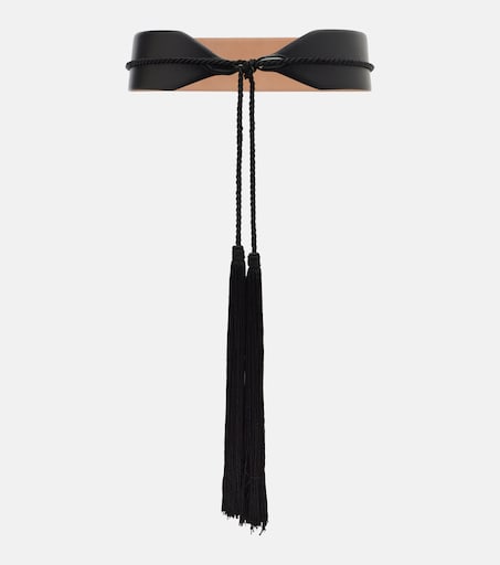 Tassel-trimmed leather belt in black - Alaia | Mytheresa display picture 3