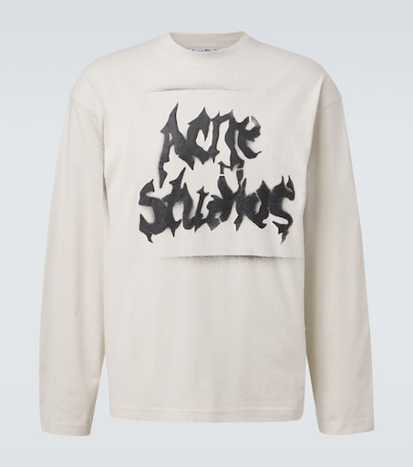 Logo cotton-blend jersey T-shirt in white - Acne Studios | Mytheresa