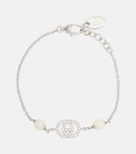 Interlocking G embellished chain bracelet in silver - Gucci