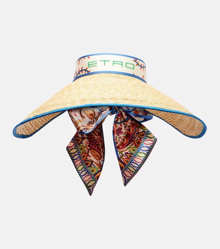 Logo straw visor in multicoloured - Etro | Mytheresa