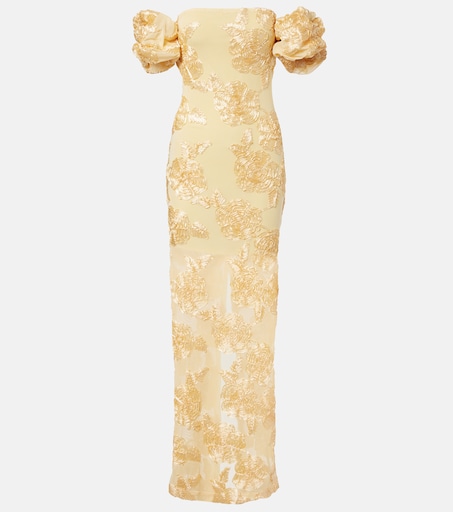 ROTATE Floral-appliqué off-shoulder maxi dress | Thumbnail 8
