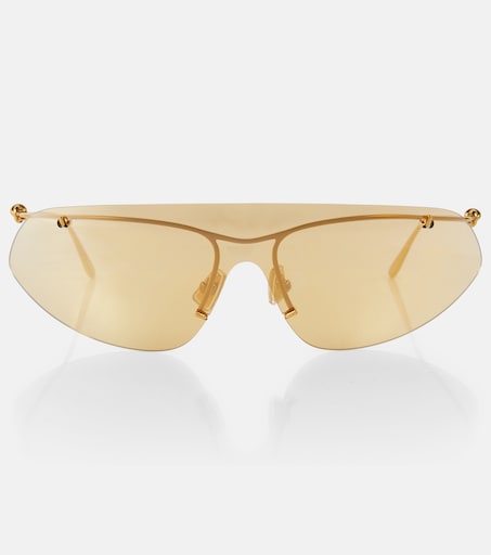 NWT BOTTEGA VENETA UNISEX SHIELD SUNGLASSES BOTTEGA VENETA Bottega Veneta Shield Sunglasses in Havana & Brown | FWRD main image 3