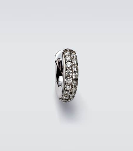 Macro Hoop Mini 18kt white gold single earring with diamonds