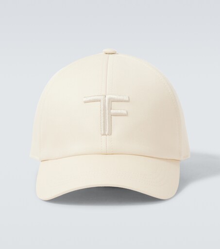 TF leather-trimmed cotton canvas cap in white - Tom Ford | Mytheresa
