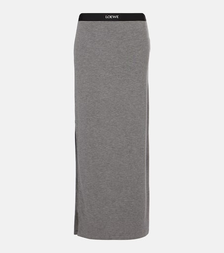 LOEWE Logo cotton and wool maxi skirt マキシ スカート ロゴ Loewe Logo Cotton And Wool Maxi Skirt in Natural | Lyst