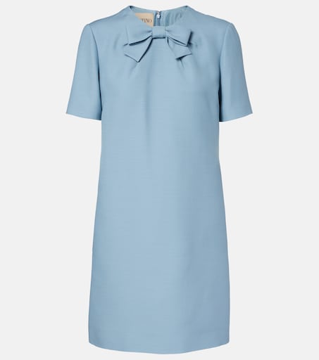 blue red valentino dress Valentino, Crepe Couture bow-detail minidress, Women, Blue, US 4, Dresses, Wool Color:Shaved Chocolate CARRYOVER_FALL_26 White Lace Dress - Cut to approximately 49