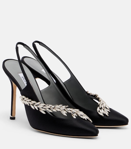 x Manolo Blahnik satin slingback pumps in black - Balenciaga