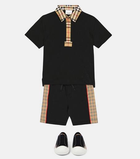Vintage Check cotton polo shirt in multicoloured Burberry Kids
