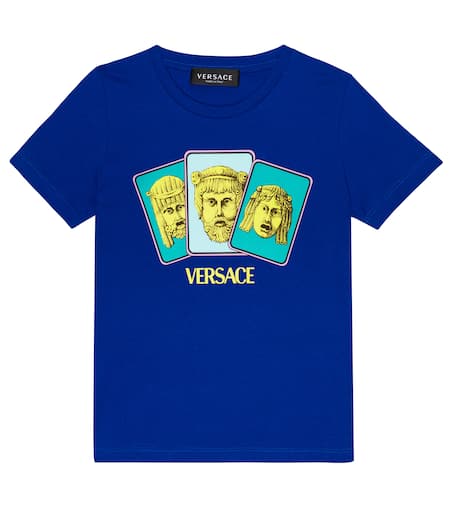 【VERSACE】Logo Cotton Jersey T-shirt Sky Blue Versace Men's Medusa Logo T-Shirt | Neiman Marcus