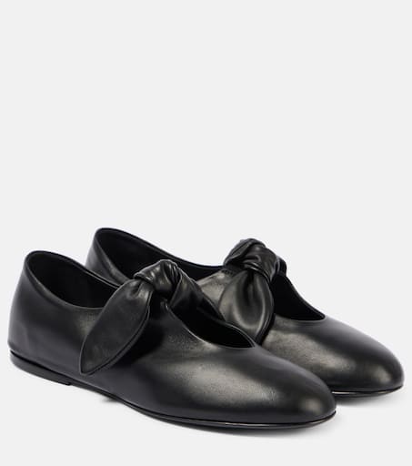 THE ROW フラット 靴 Claudette Bow leather ballet flats804948 THE ROW Leather Bow Ballerina Flats | Neiman Marcus