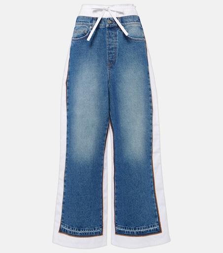 Paneled mid-rise wide-leg jeans in blue - Jean Paul Gaultier