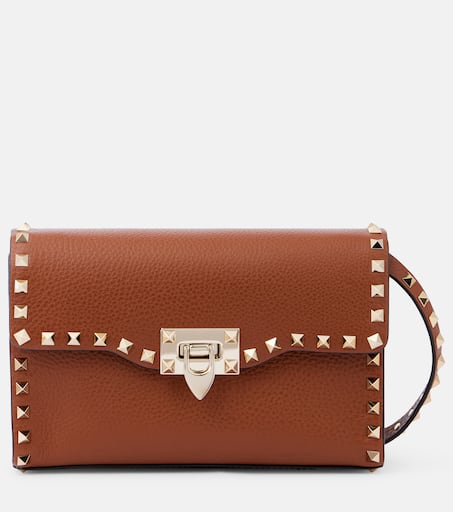 ショルダーバッグ・ポシェット 25SS VALENTINO GARAVANI CROSSBODY BAG BROWN Valentino Garavani - Rockstud Cognac Leather Mini Hobo Crossbody