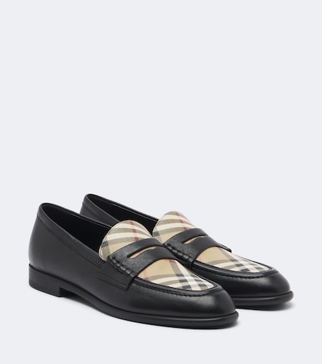 Burberry Check leather penny loafers in black - Burberry | Mytheresa