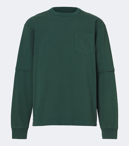 新品 25AW sacai Cotton Jersey LS T-Shirt 3 Cotton jersey T-shirt in green - Sacai | Mytheresa