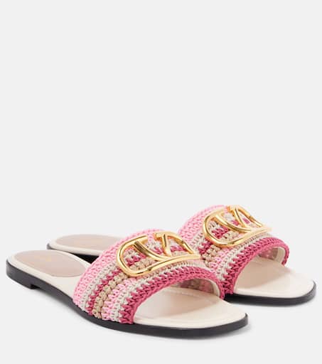 VLogo Signature crochet slides in pink - Valentino Garavani