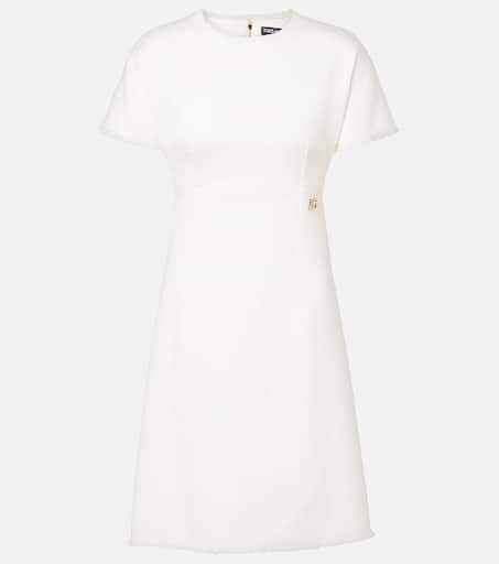 Distressed wool-blend tweed minidress in white - Dolce