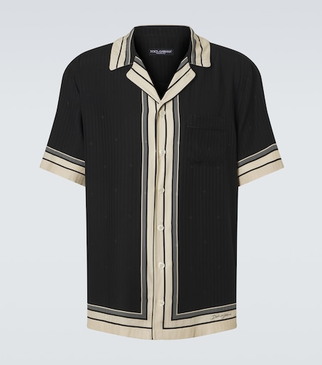 Striped silk bowling shirt