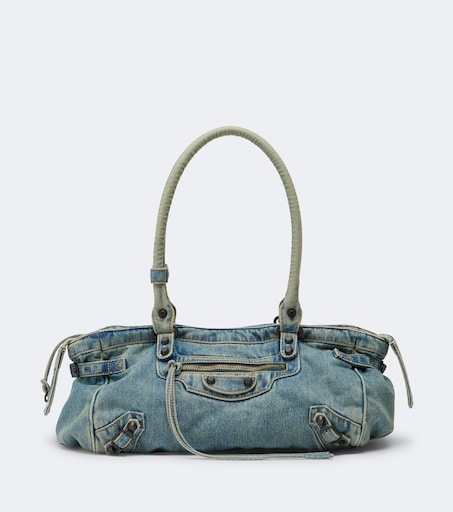 Le City East-West denim shoulder bag in blue - Balenciaga | Mytheresa