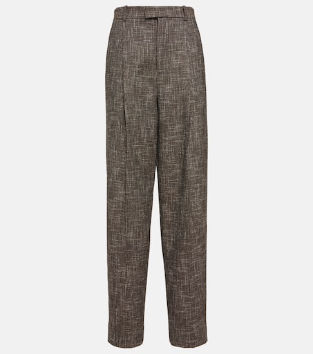 【BOTTEGA VENETA】 COTTON PANTS コットン パンツ 815456VA5Y0 Wool and cotton-blend wide-leg pants in brown - Bottega