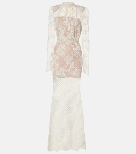 オールインワン・サロペット Self-Portrait White Broderie Maxi Dress Broderie anglaise cotton maxi dress in white - Self Portrait