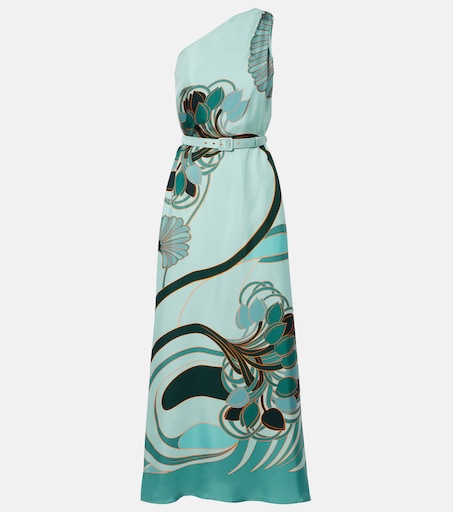one shoulder long dress medallion print casual One-Shoulder Printed Shift Dress