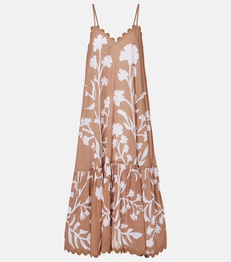 Floral scalloped cotton midi dress