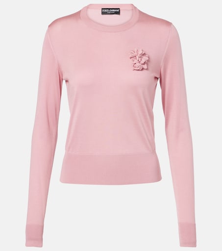 Floral-appliqué sweater in pink - Dolce Gabbana | Mytheresa Floral-appliqué sweater in pink - Dolce Gabbana | Mytheresa