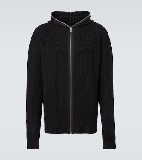 Ribbed-knit virgin wool zip-up sweater in black - Rick Owens